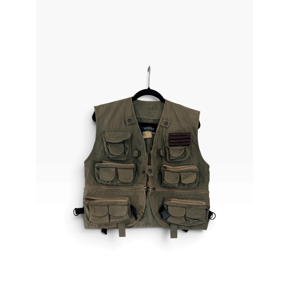 Woodfield Mens Olive Green Utility Fishing Vest Multi Pocket Gorpcore Size M